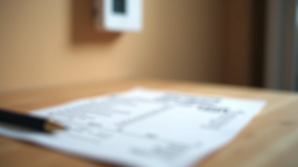 Energierechnung und Thermostat an der Wand mit gedimmtem Licht
